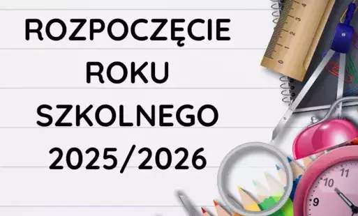 napis rozpoczęcie roku szkolnego 2025-2026 na kolorowym tle